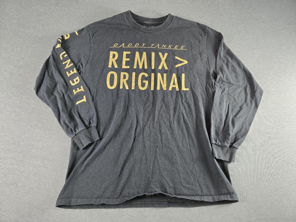 Daddy Yankee Shirt Mens Medium Black Remix Original Legendaddy Tour Long Sleeve
